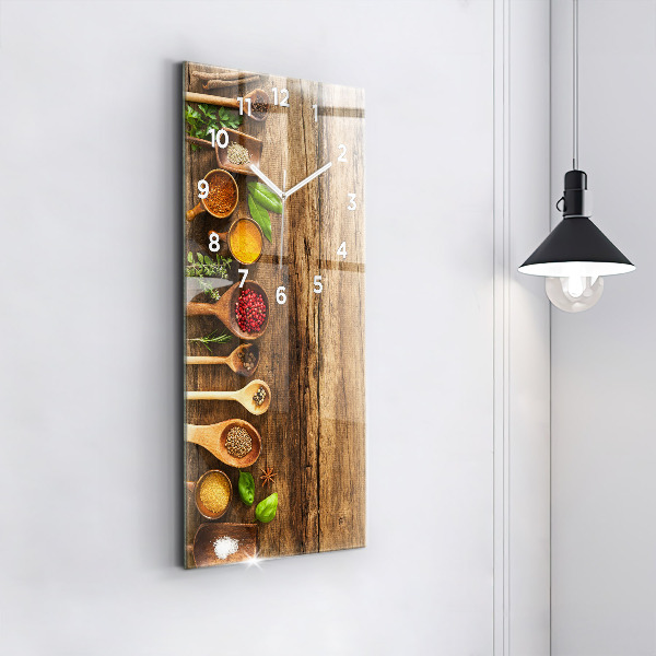 Vertical wall clock Spoons of spices
