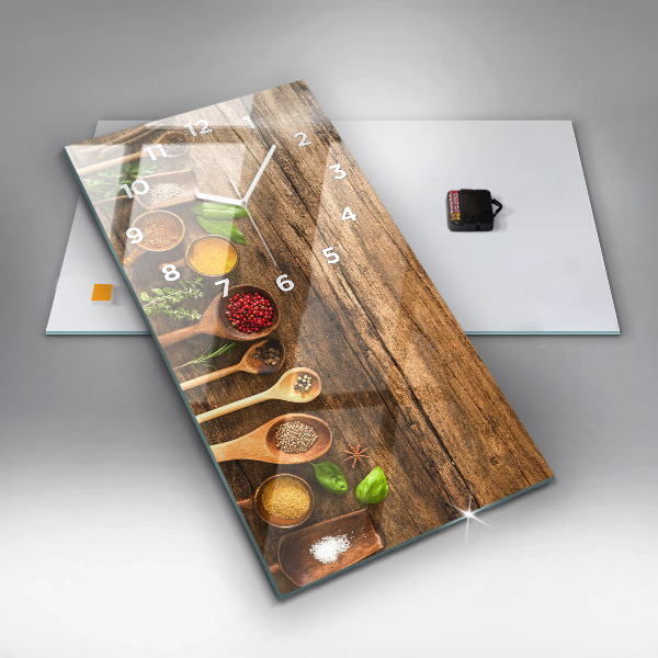 Vertical wall clock Spoons of spices