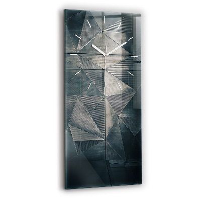 Vertical wall clock Metal abstract triangles