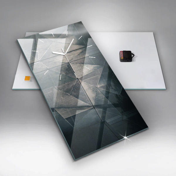 Vertical wall clock Metal abstract triangles