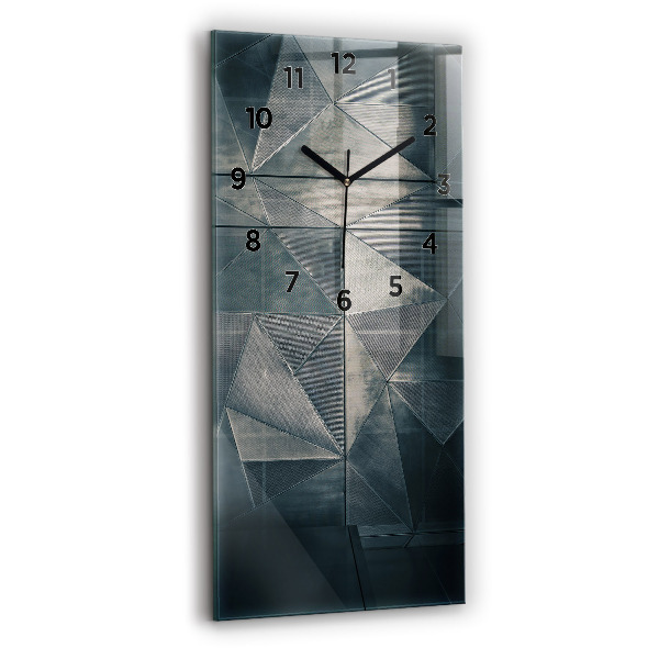 Vertical wall clock Metal abstract triangles