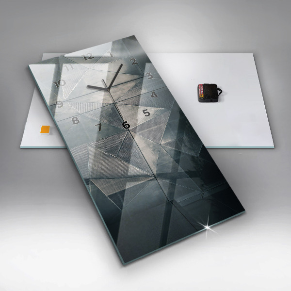 Vertical wall clock Metal abstract triangles