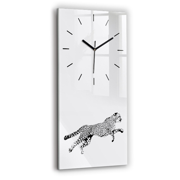 Vertical wall clock Silhouette of a panther