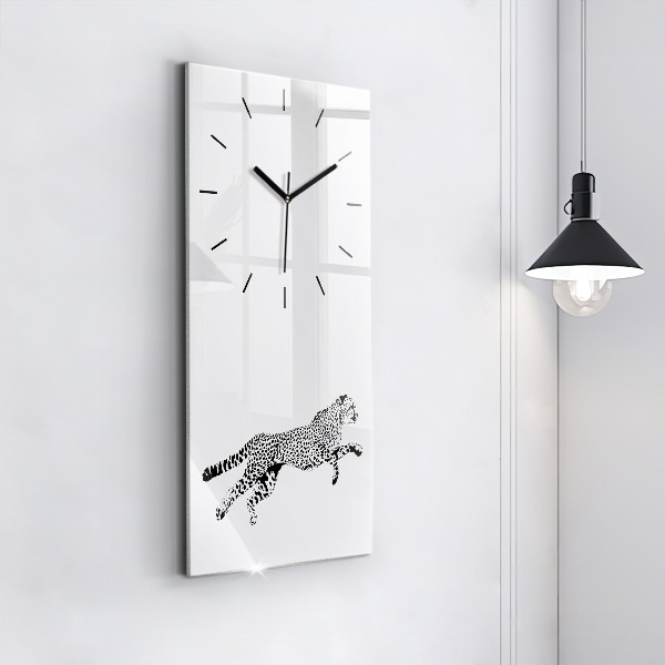Vertical wall clock Silhouette of a panther