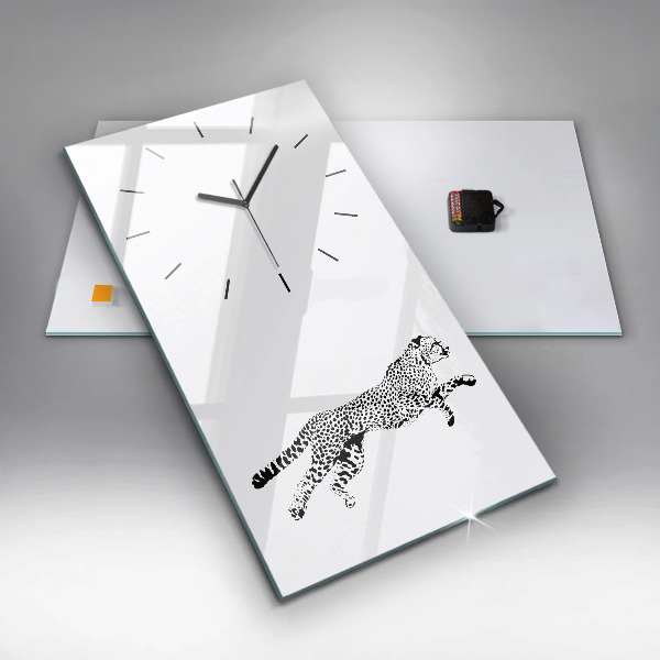 Vertical wall clock Silhouette of a panther