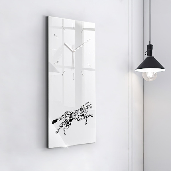 Vertical wall clock Silhouette of a panther