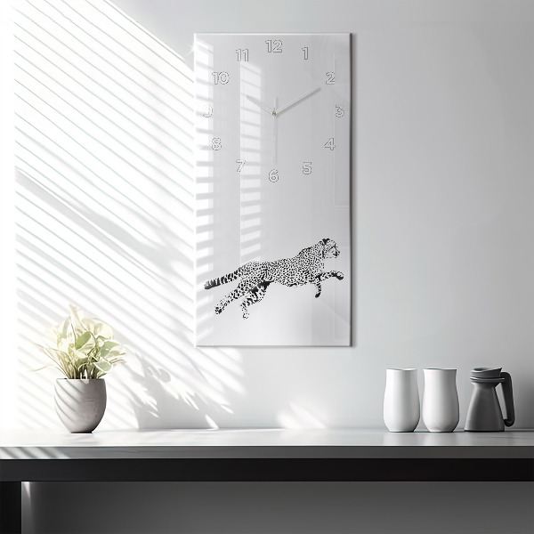 Vertical wall clock Silhouette of a panther