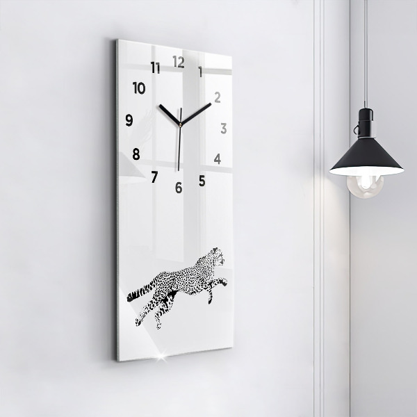 Vertical wall clock Silhouette of a panther