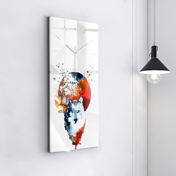 Vertical wall clock The Wolf and the Full Moon