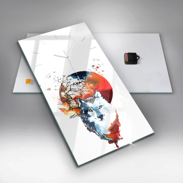 Vertical wall clock The Wolf and the Full Moon