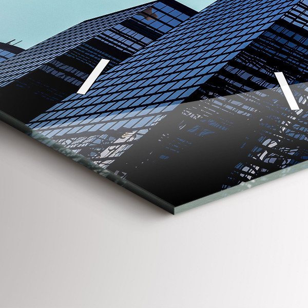 Vertical wall clock Airplane over buildings