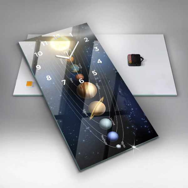 Vertical wall clock Solar system
