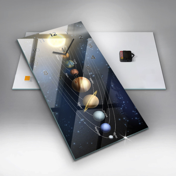 Vertical wall clock Solar system