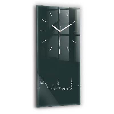 Vertical wall clock Line art of the city of Brno