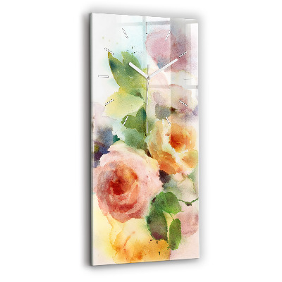 Vertical wall clock Roses in a Vase Watercolor