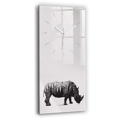 Vertical wall clock Rhinoceros line art