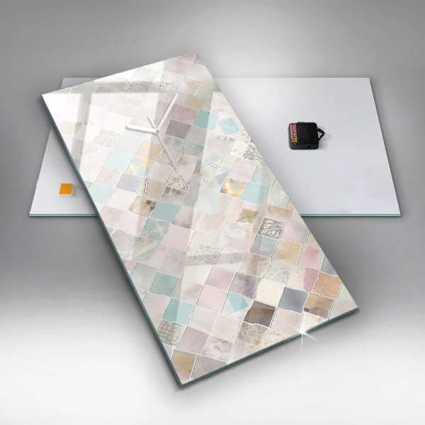 Vertical wall clock Colored tiles