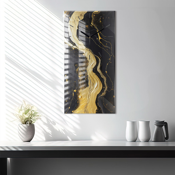 Vertical wall clock Gold marble