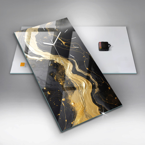 Vertical wall clock Gold marble