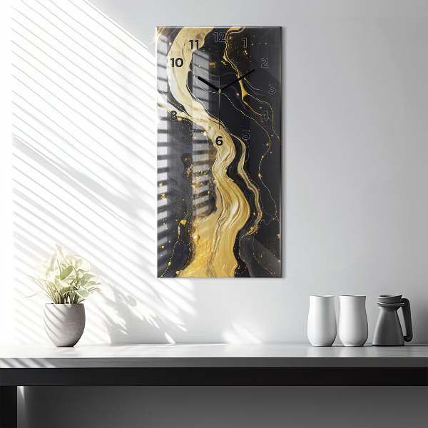 Vertical wall clock Gold marble