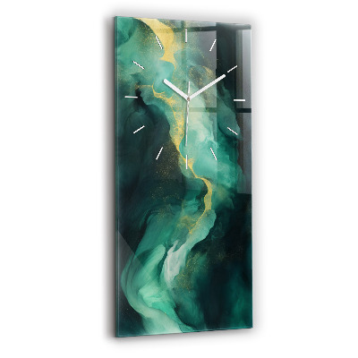 Vertical wall clock Green marble