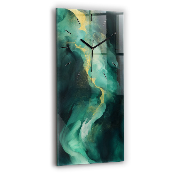 Vertical wall clock Green marble