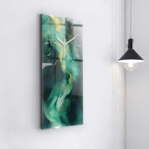 Vertical wall clock Green marble