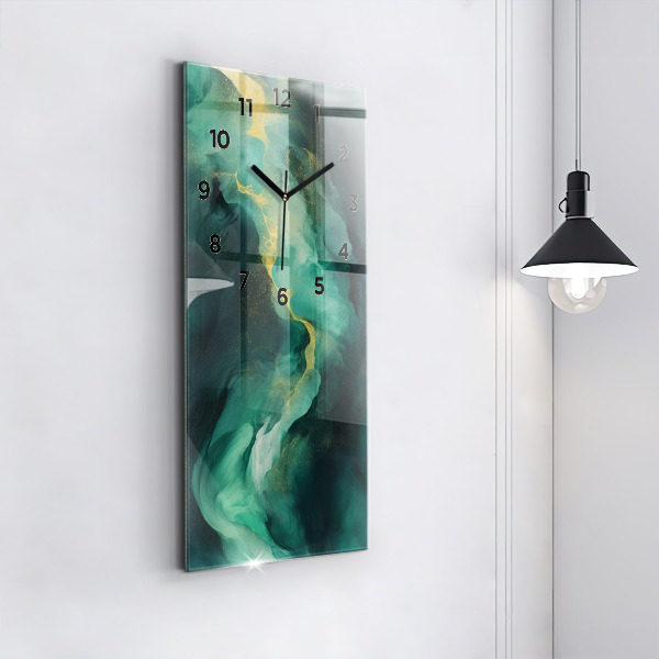 Vertical wall clock Green marble