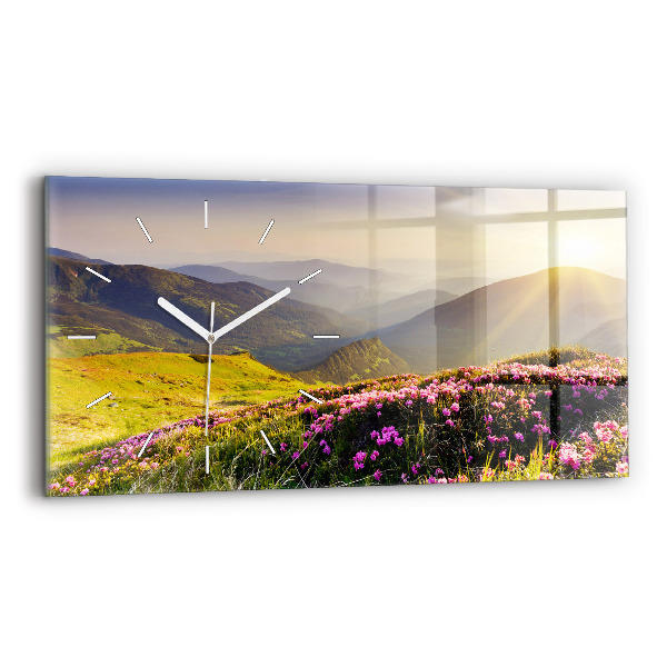 Horizontal wall clock Mountain landscape