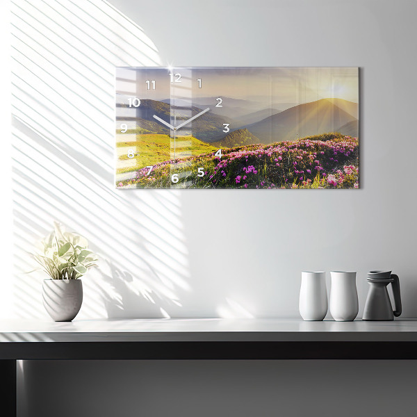 Horizontal wall clock Mountain landscape