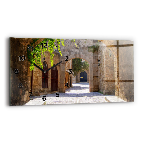 Horizontal wall clock Picturesque street of Rhodes