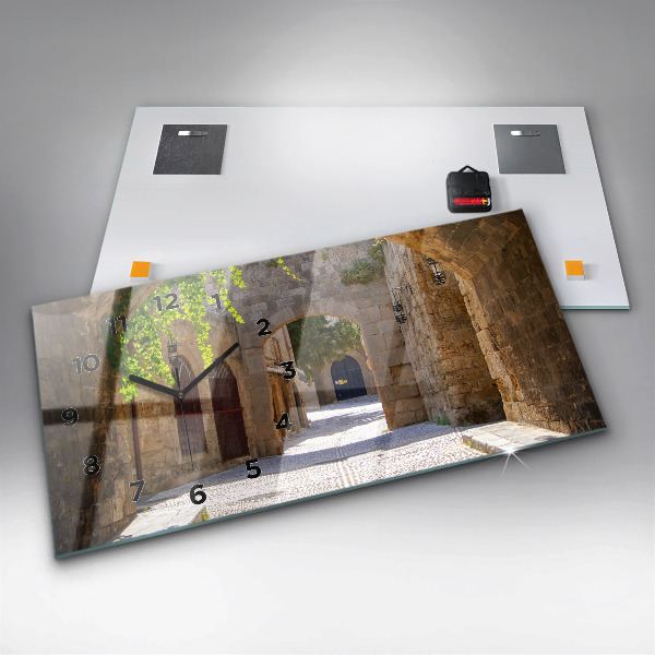 Horizontal wall clock Picturesque street of Rhodes