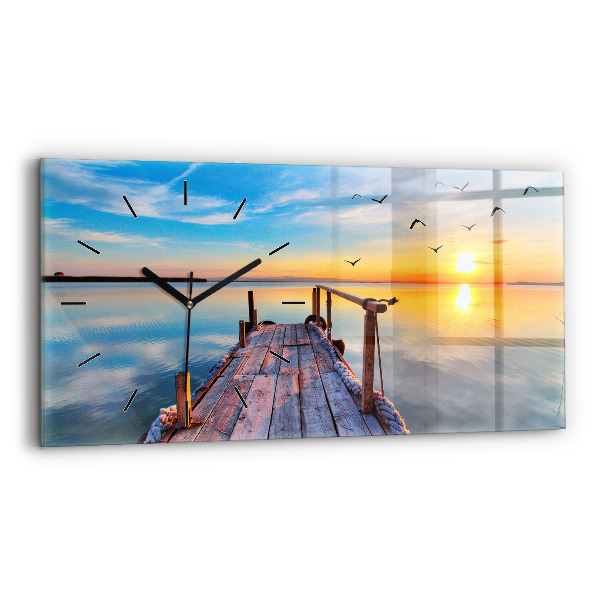 Horizontal wall clock Lake jetty