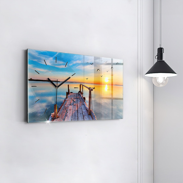 Horizontal wall clock Lake jetty