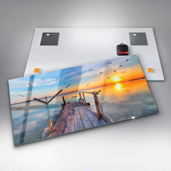 Horizontal wall clock Lake jetty