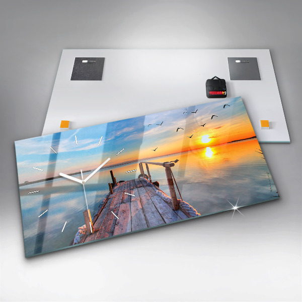Horizontal wall clock Lake jetty