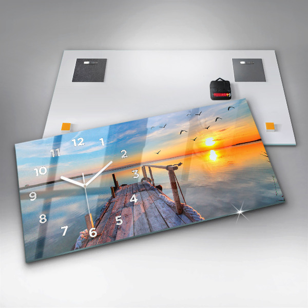 Horizontal wall clock Lake jetty