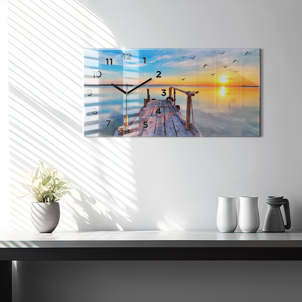 Horizontal wall clock Lake jetty