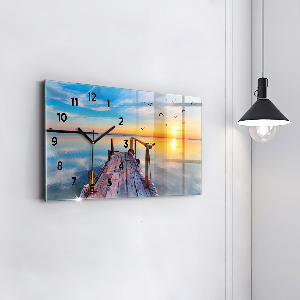 Horizontal wall clock Lake jetty