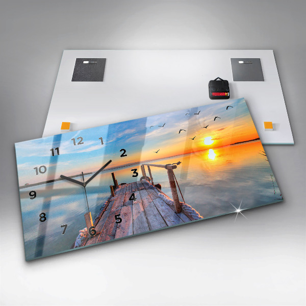 Horizontal wall clock Lake jetty
