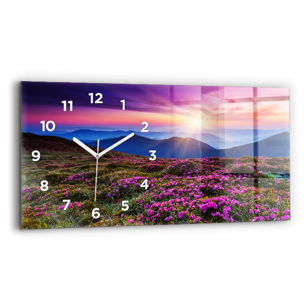 Horizontal wall clock Sunrise flowers