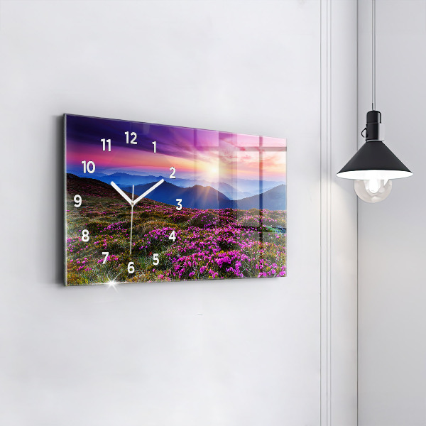 Horizontal wall clock Sunrise flowers