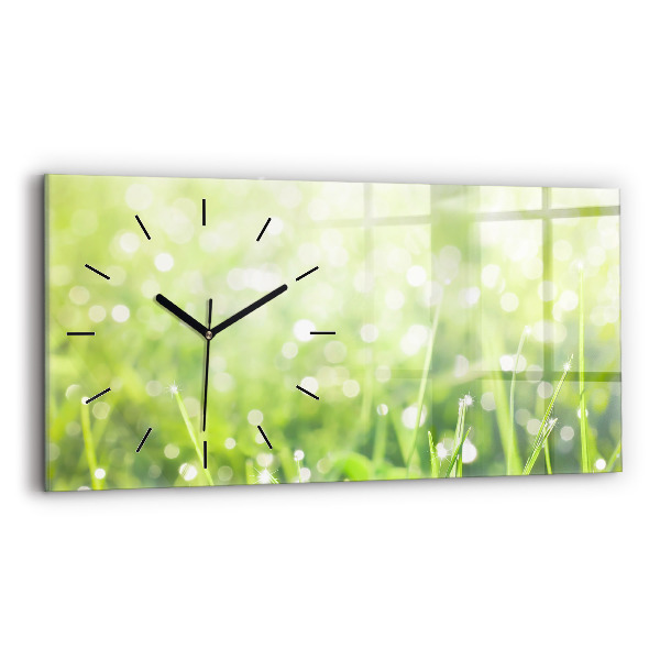 Horizontal wall clock Green grass