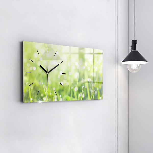Horizontal wall clock Green grass