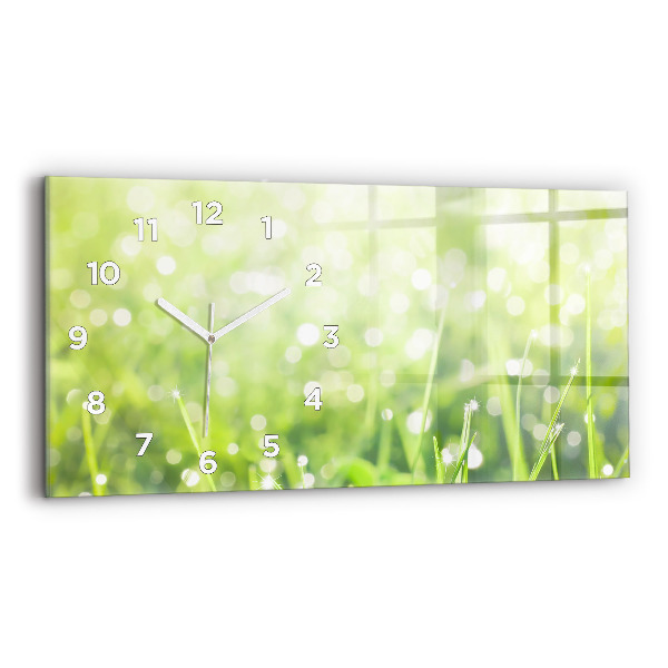 Horizontal wall clock Green grass