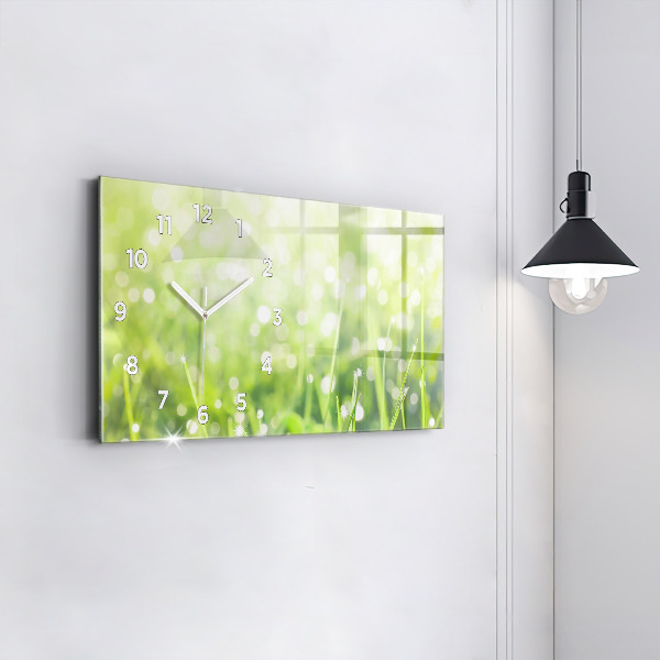 Horizontal wall clock Green grass