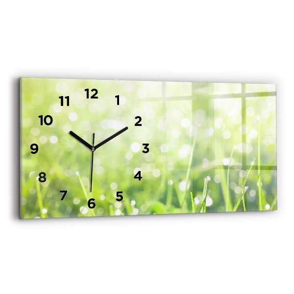 Horizontal wall clock Green grass