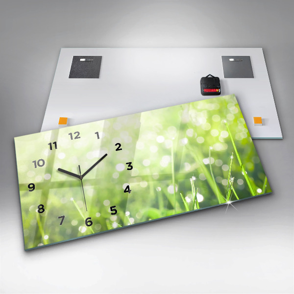 Horizontal wall clock Green grass
