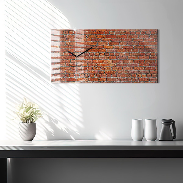 Horizontal wall clock Old brick wall