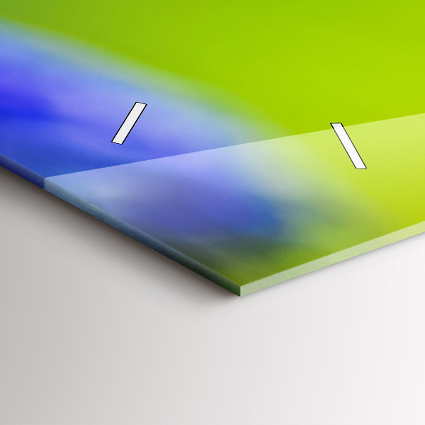 Horizontal wall clock Blue flowers